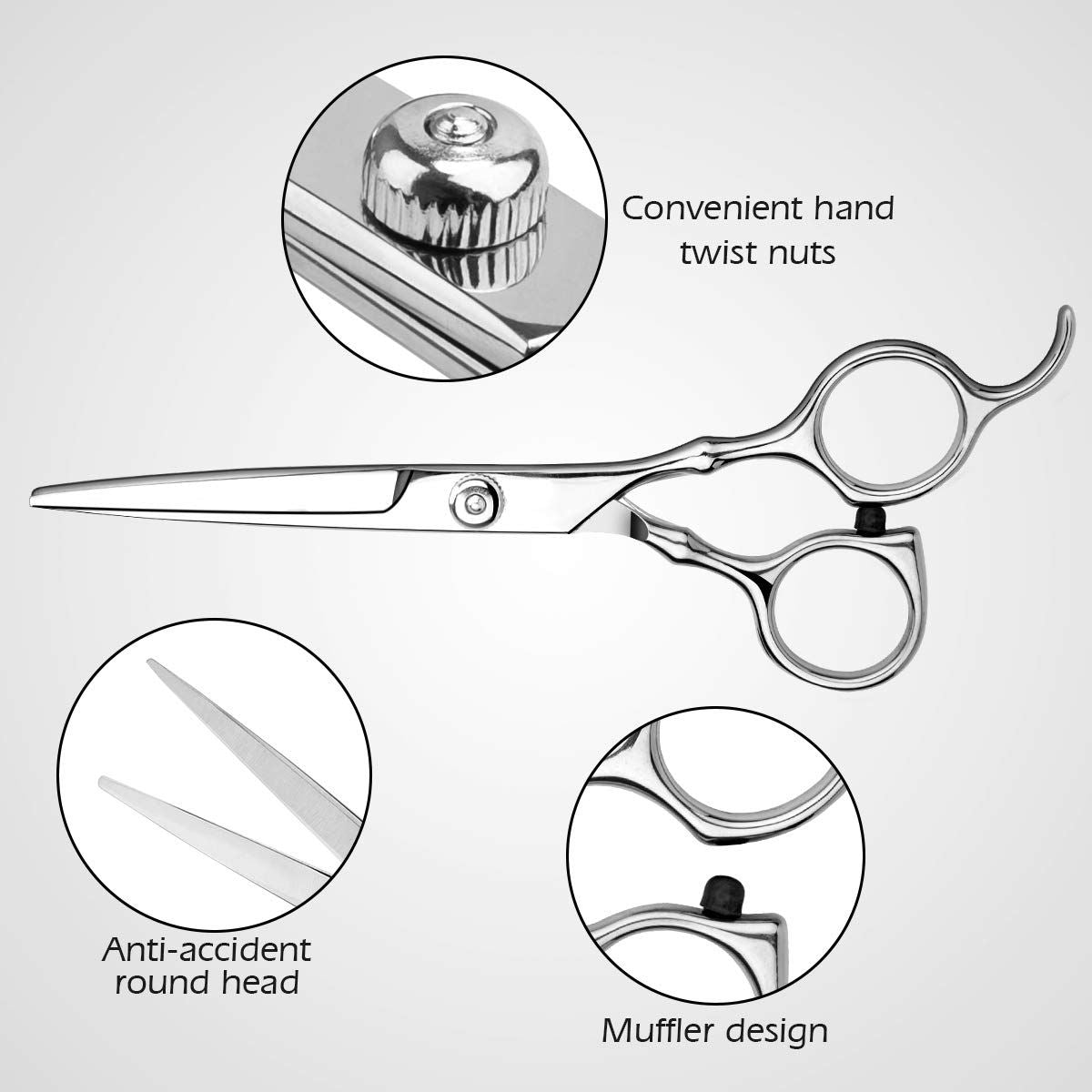 Hair Cutting Scissors Set, 6 Inch Hairdressing Thinning Shears for Hair Cutting for Women, Men, Kids - Silver - WildWood Apothecary and More