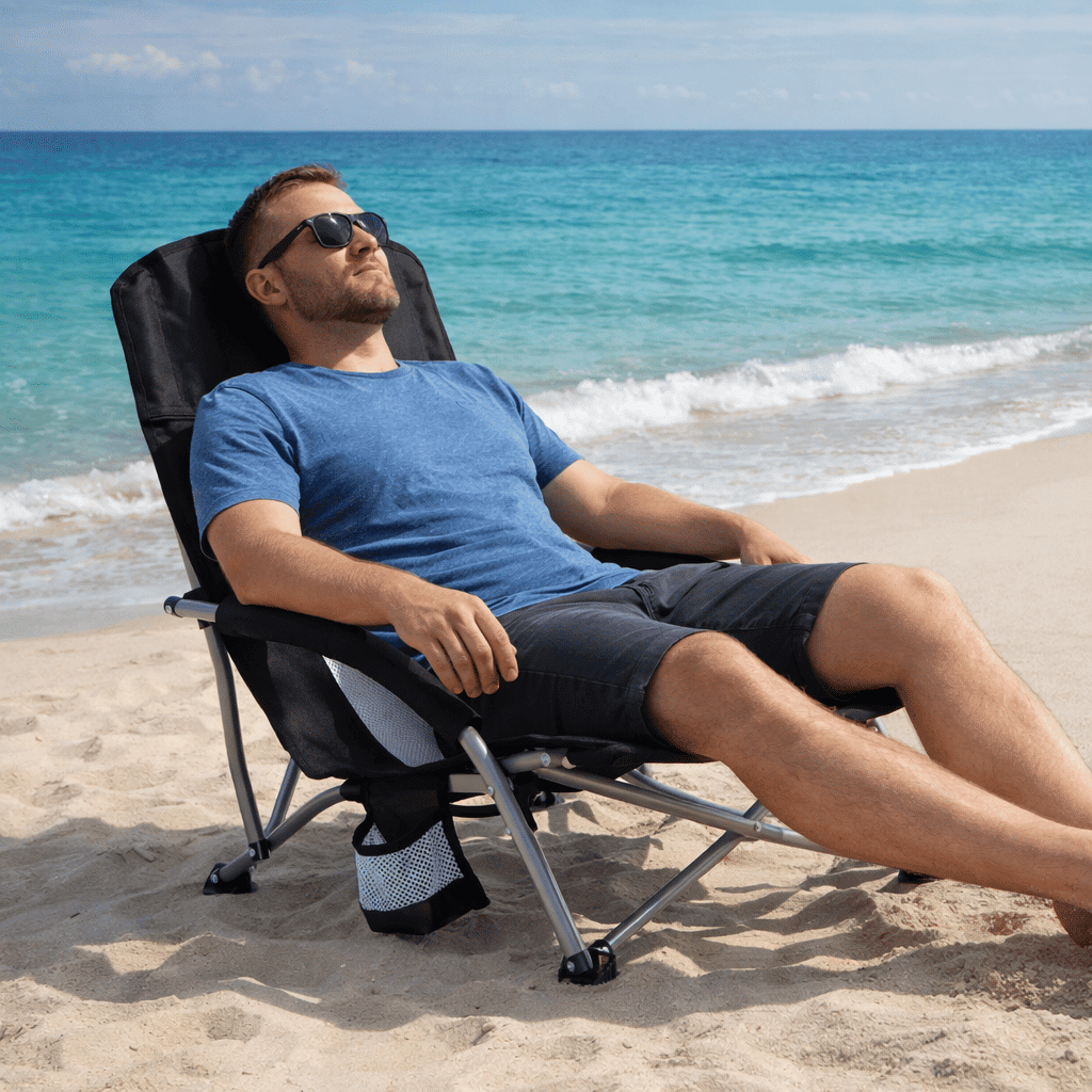 Portable Folding Patio Chaise Lounge With Storage Pocket And Carry Bag | 250 Lbs Weight Capacity, Mesh Breathable Backrest, Alloy Steel Frame, Oxford Cloth Cover, Polyester Fill - WildWood Apothecary and More