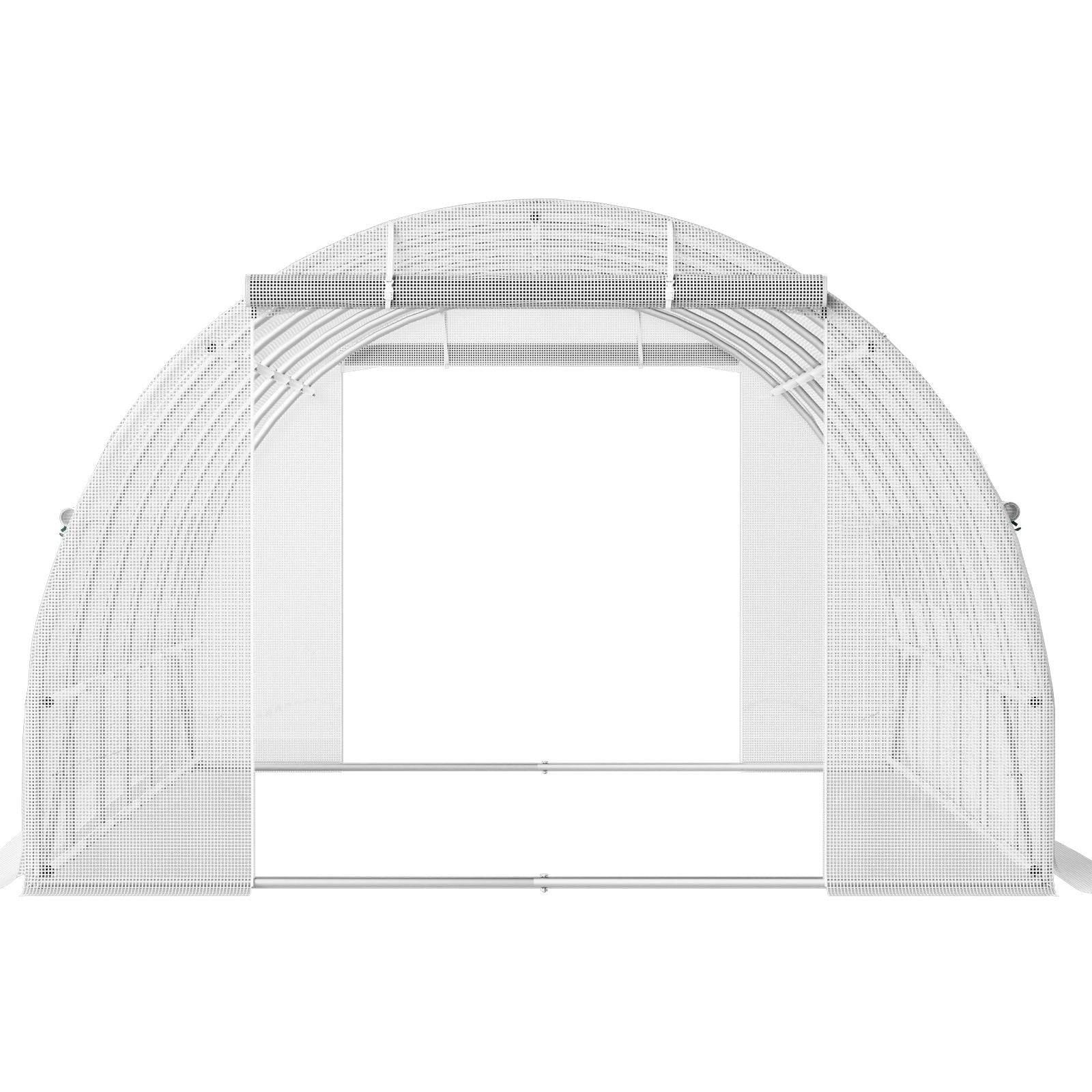 20 x 10 x 7 ft Walk-in Tunnel Greenhouse, Portable Plant Hot House with Galvanized Steel Hoops, 3 Top Beams, Diagonal Poles, 2 Zippered Doors & 12 Roll-up Windows, White - WildWood Apothecary and More