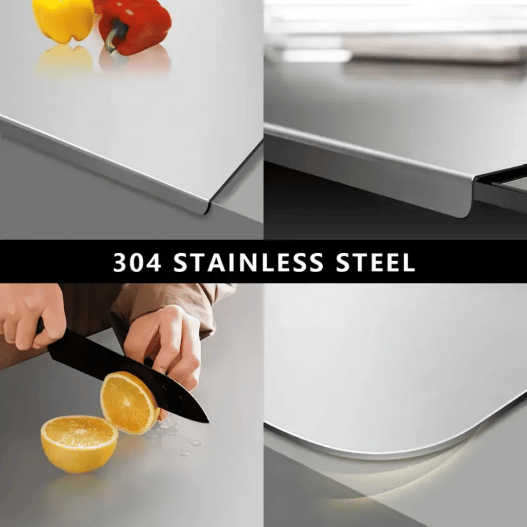 Stainless Steel Cutting Board with Lip for Kitchen Chopping Boards for Countertop Large Metal Cutting Board over Sink Suitable for Meat Fruits Vegetables Bread Noodle and Pizza Bamboo Knives - WildWood Apothecary and More