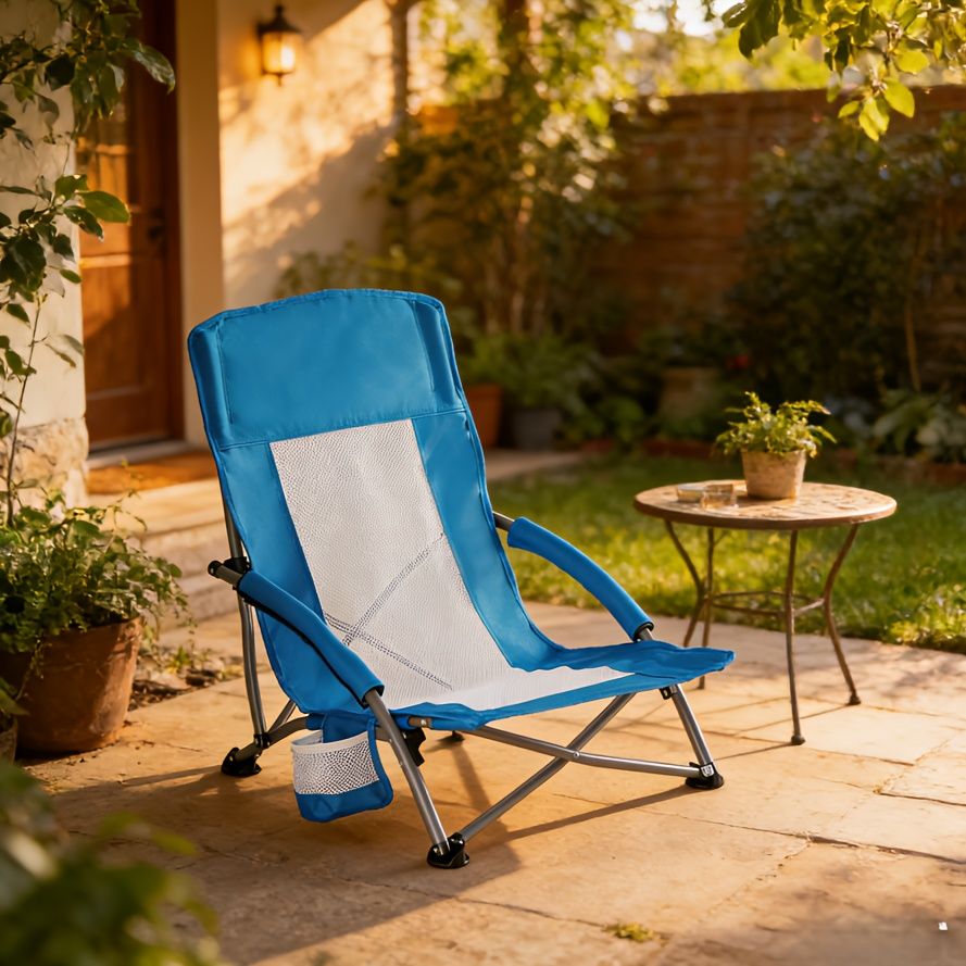 Portable Folding Patio Chaise Lounge With Storage Pocket And Carry Bag | 250 Lbs Weight Capacity, Mesh Breathable Backrest, Alloy Steel Frame, Oxford Cloth Cover, Polyester Fill - WildWood Apothecary and More