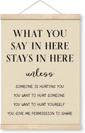 Therapy Decorations, Canvas Poster Wood Hanger, Therapy Room Door Hanger, Counseling Decor, Hanging Canvas Poster Decor for Psychologist Therapist Office, What You Say In Here Stays In Here Poster - WildWood Apothecary and More