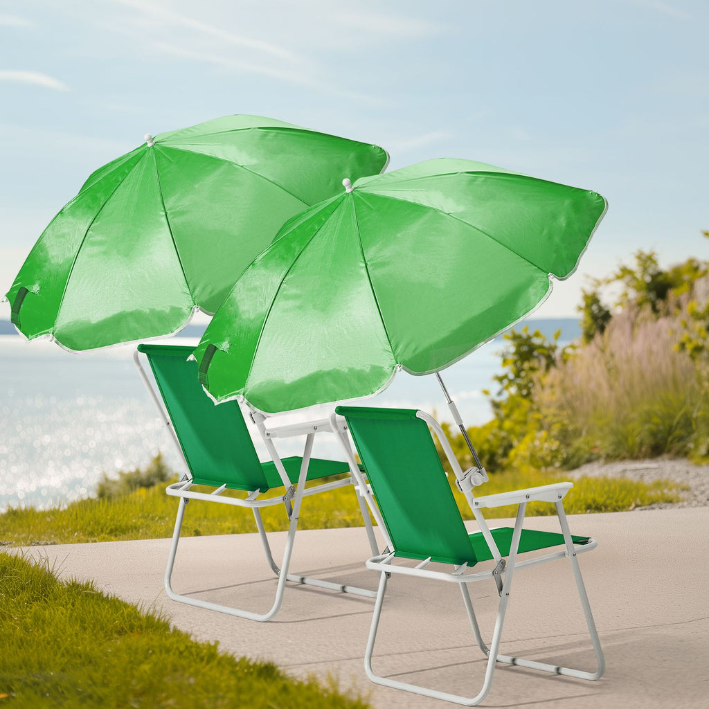 Folding Beach Chair with Umbrella for Adults, Lightweight Porable Camping Chair with 265lbs Capacity for Travel Picnic Concert & Outdoor Activities, Green - WildWood Apothecary and More