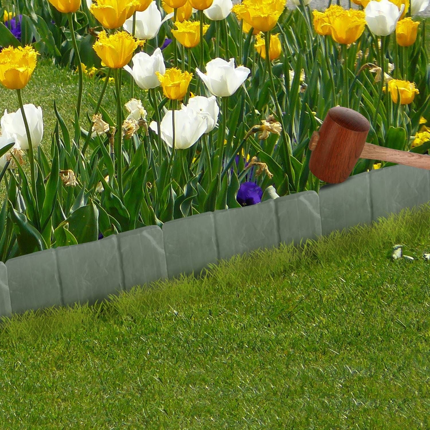 20 PCS Cobbled Stone Effect Plastic Garden Lawn Border Edging - WildWood Apothecary and More