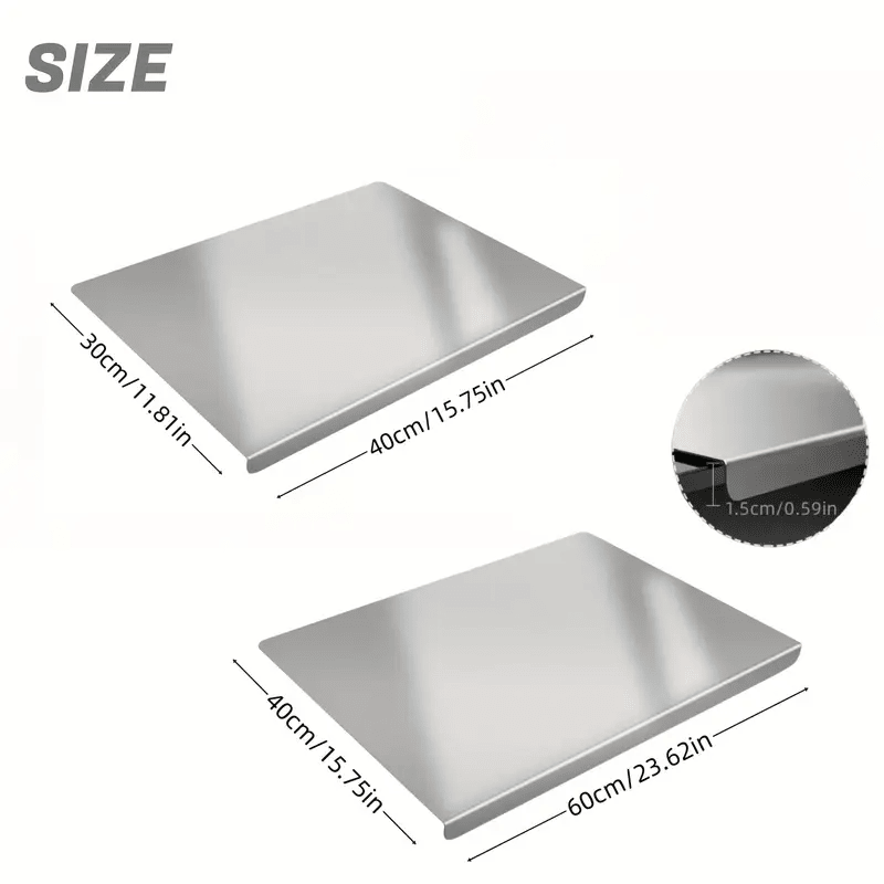 Stainless Steel Cutting Board with Lip for Kitchen Chopping Boards for Countertop Large Metal Cutting Board over Sink Suitable for Meat Fruits Vegetables Bread Noodle and Pizza Bamboo Knives - WildWood Apothecary and More