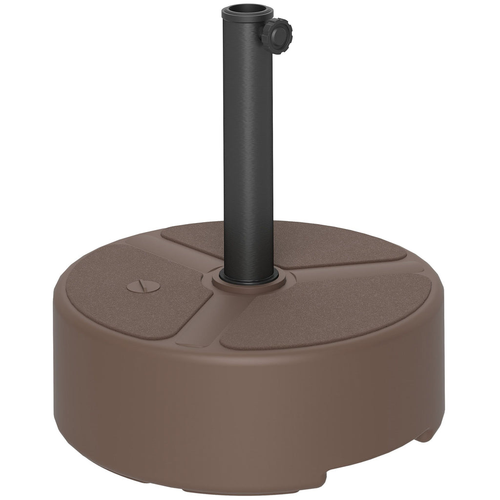 Round Patio Umbrella Base Holder, Heavy Duty Outdoor Umbrella Stand Base, Filled Up to 44lbs with Stand or 40lbs with Water for Garden, Poolside, Brown - WildWood Apothecary and More