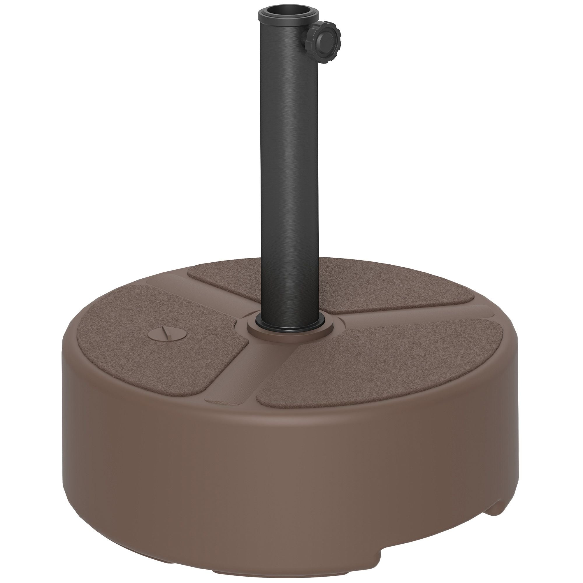 Round Patio Umbrella Base Holder, Heavy Duty Outdoor Umbrella Stand Base, Filled Up to 44lbs with Stand or 40lbs with Water for Garden, Poolside, Brown - WildWood Apothecary and More