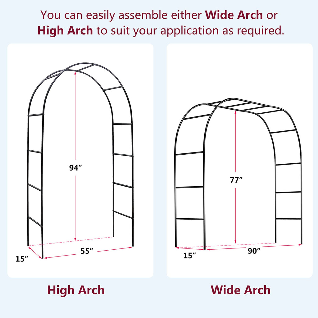 78"H x 45"W Metal Garden Arch Trellis; Wedding Arch,Adjustable Arbor Trellis for Garden Climbing Plants Support or Wedding Decor - WildWood Apothecary and More
