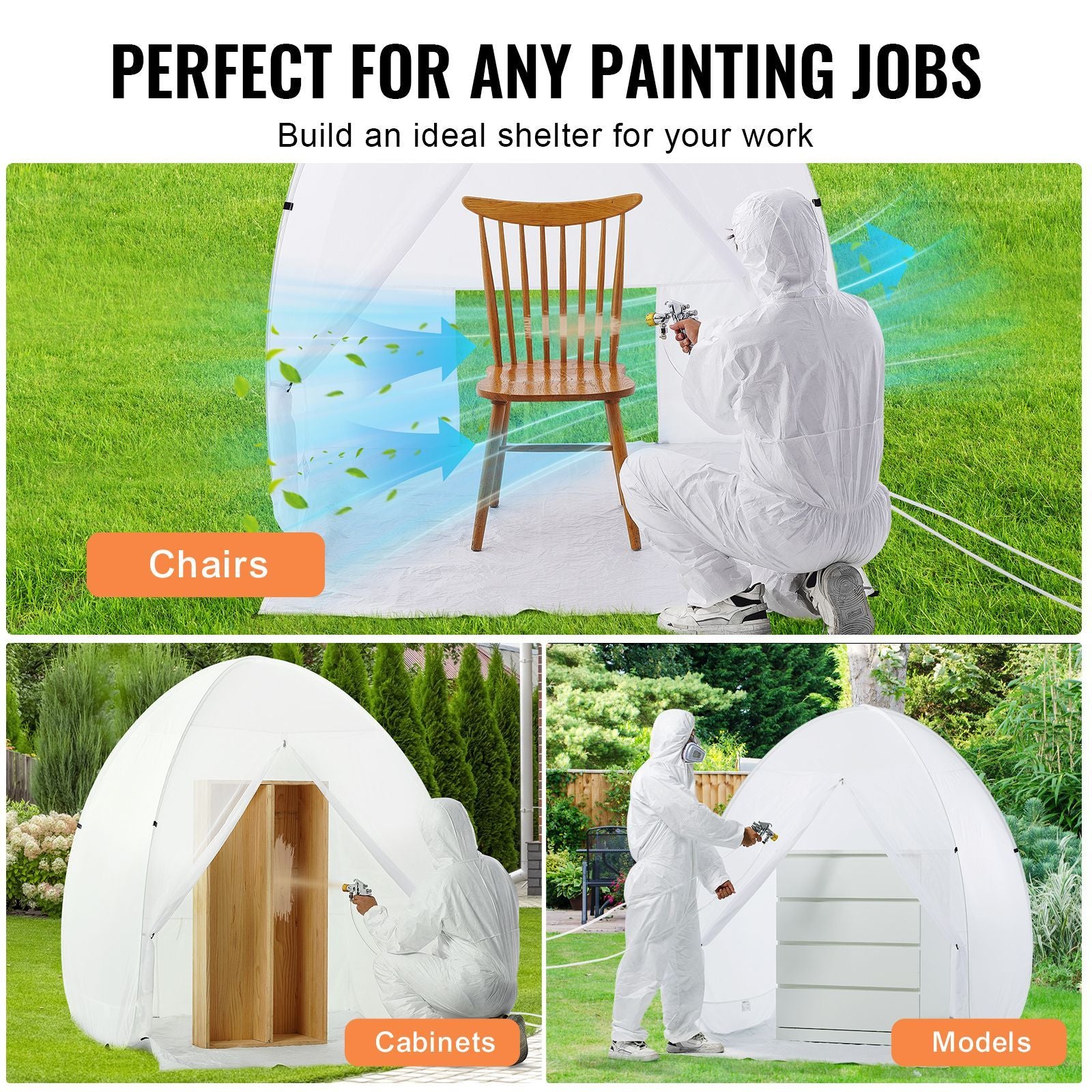 Spray Paint Shelter, 60 x 60 x 70 in Pop-Up Portable Spray Paint Tent with Built-In Floor, Exhaust Window and Storage Bag, Foldable Paint Booth for Furniture, DIY Hobby Tool Painting Station - WildWood Apothecary and More