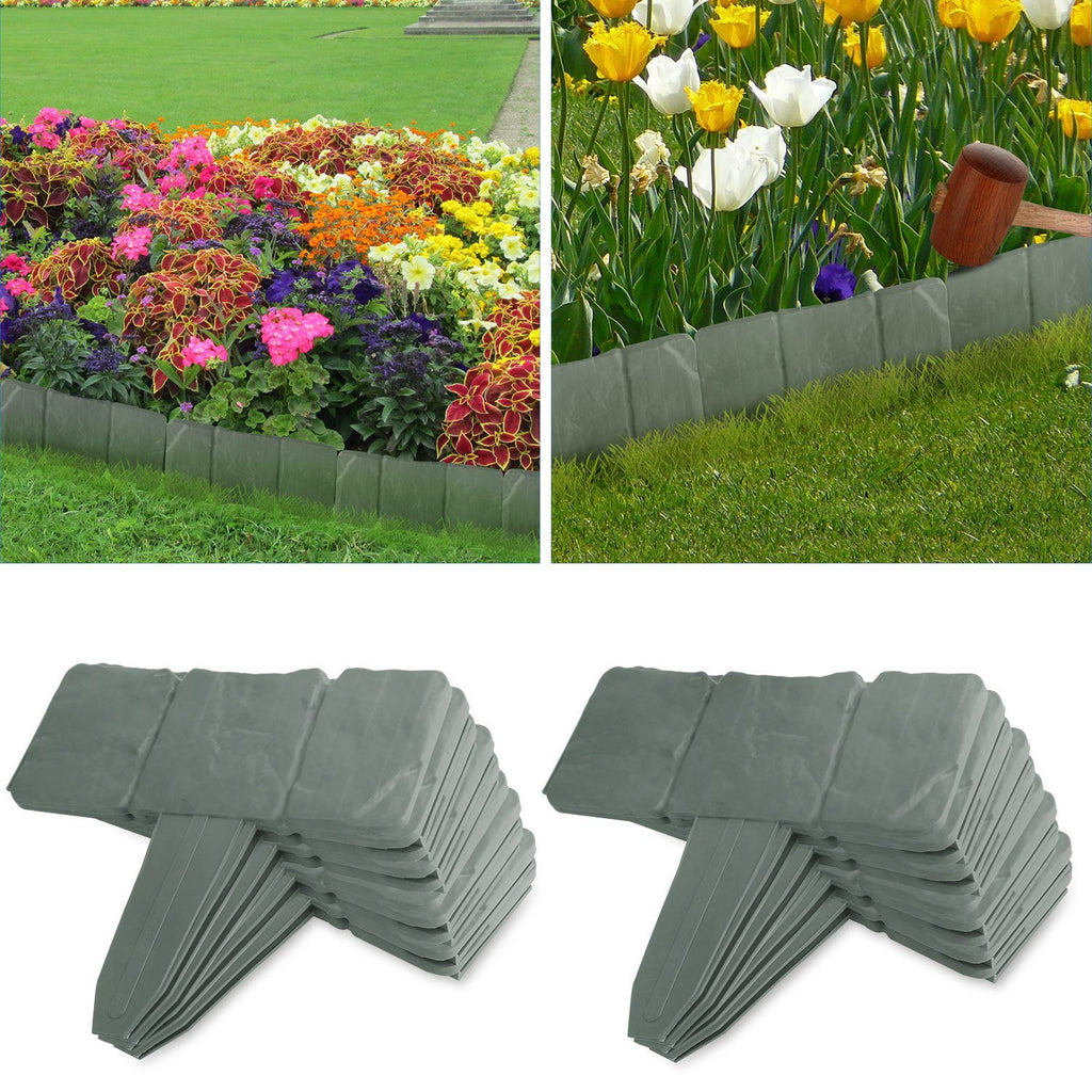 20 PCS Cobbled Stone Effect Plastic Garden Lawn Border Edging - WildWood Apothecary and More