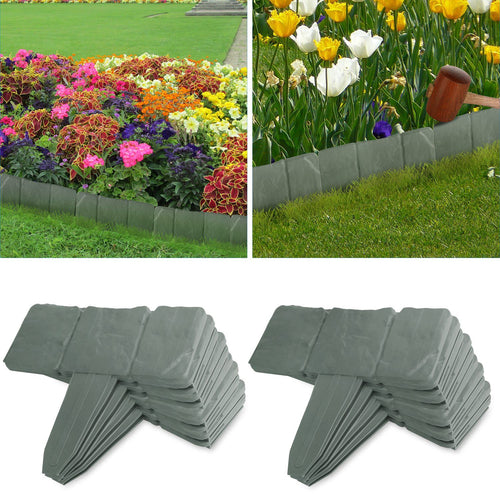 20 PCS Cobbled Stone Effect Plastic Garden Lawn Border Edging - WildWood Apothecary and More