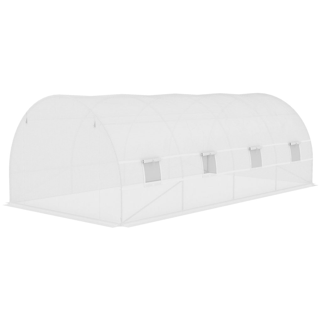 20' x 10' x 7' Greenhouse Replacement Walk-in PE Hot House Cover with 12 Windows Roll-Up & Zipper Door, White - WildWood Apothecary and More