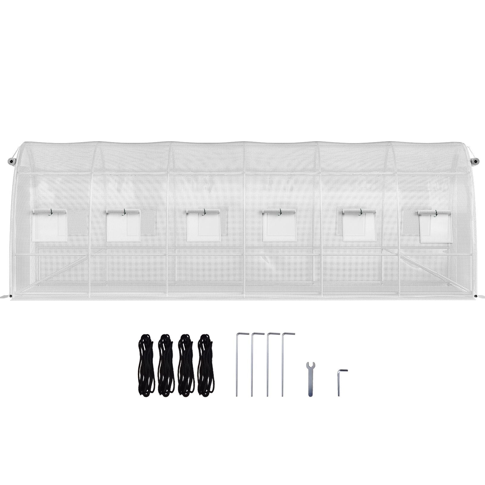 20 x 10 x 7 ft Walk-in Tunnel Greenhouse, Portable Plant Hot House with Galvanized Steel Hoops, 3 Top Beams, Diagonal Poles, 2 Zippered Doors & 12 Roll-up Windows, White - WildWood Apothecary and More