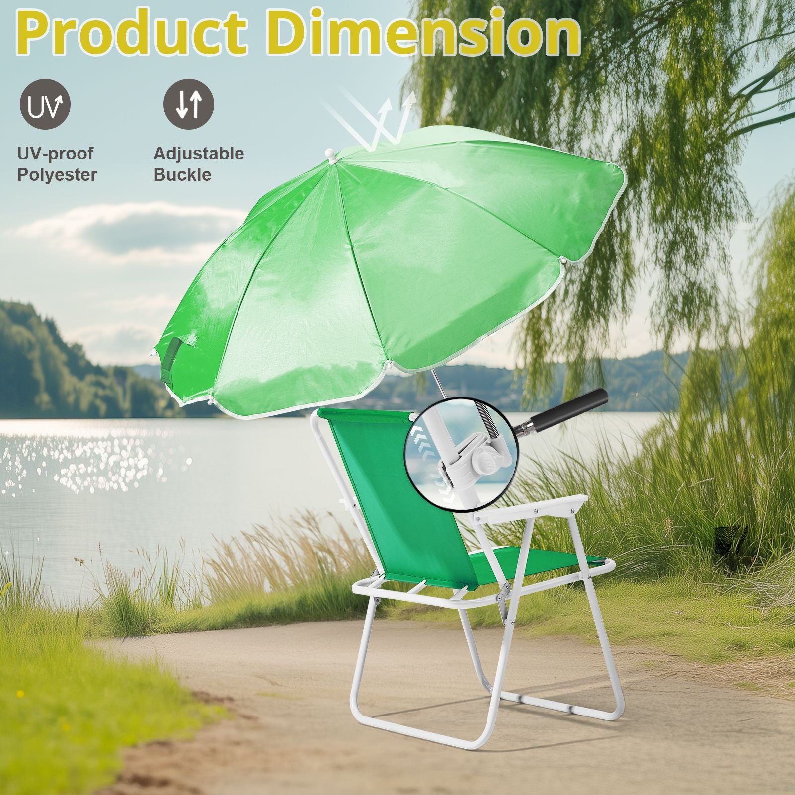Folding Beach Chair with Umbrella for Adults, Lightweight Porable Camping Chair with 265lbs Capacity for Travel Picnic Concert & Outdoor Activities, Green - WildWood Apothecary and More