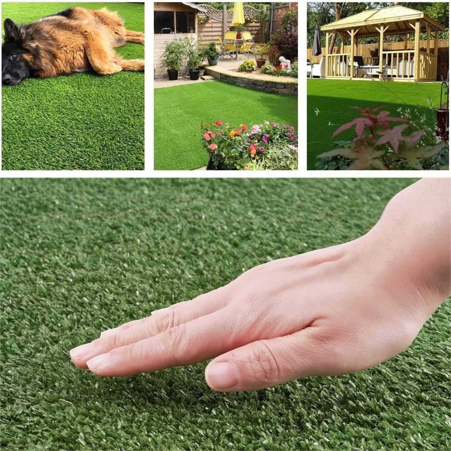 5FT*15FT Artificial Turf, Mat with Drainage Holes. Fake Grass with Rubber Backing, Ideal for Indoor/Outdoor Pet Areas, Garden, Lawn, Patio & Balcony Decor(Grass height 0.6 inches/1.5cm) - WildWood Apothecary and More