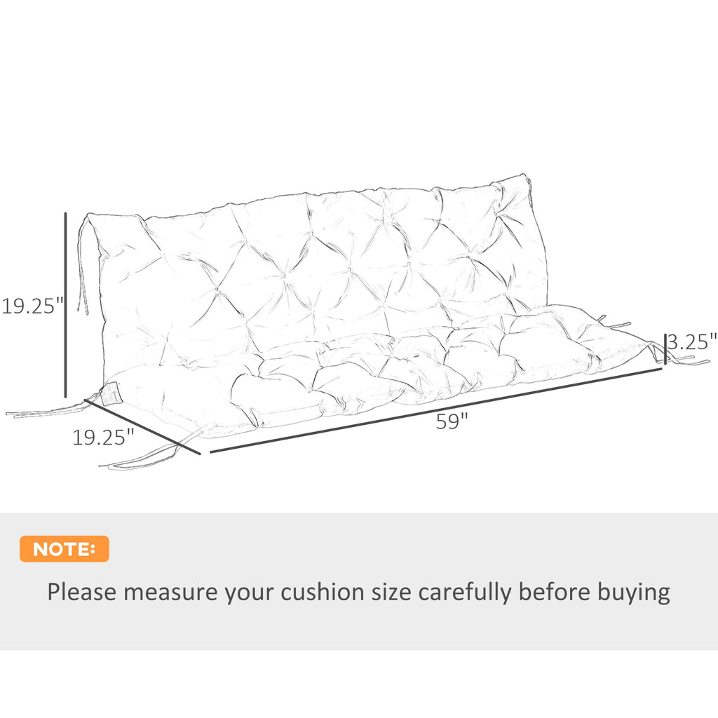 Outdoor Bench Cushion Tufted 3-Seater for Swing Chair Patio Sofa Dark Gray - WildWood Apothecary and More