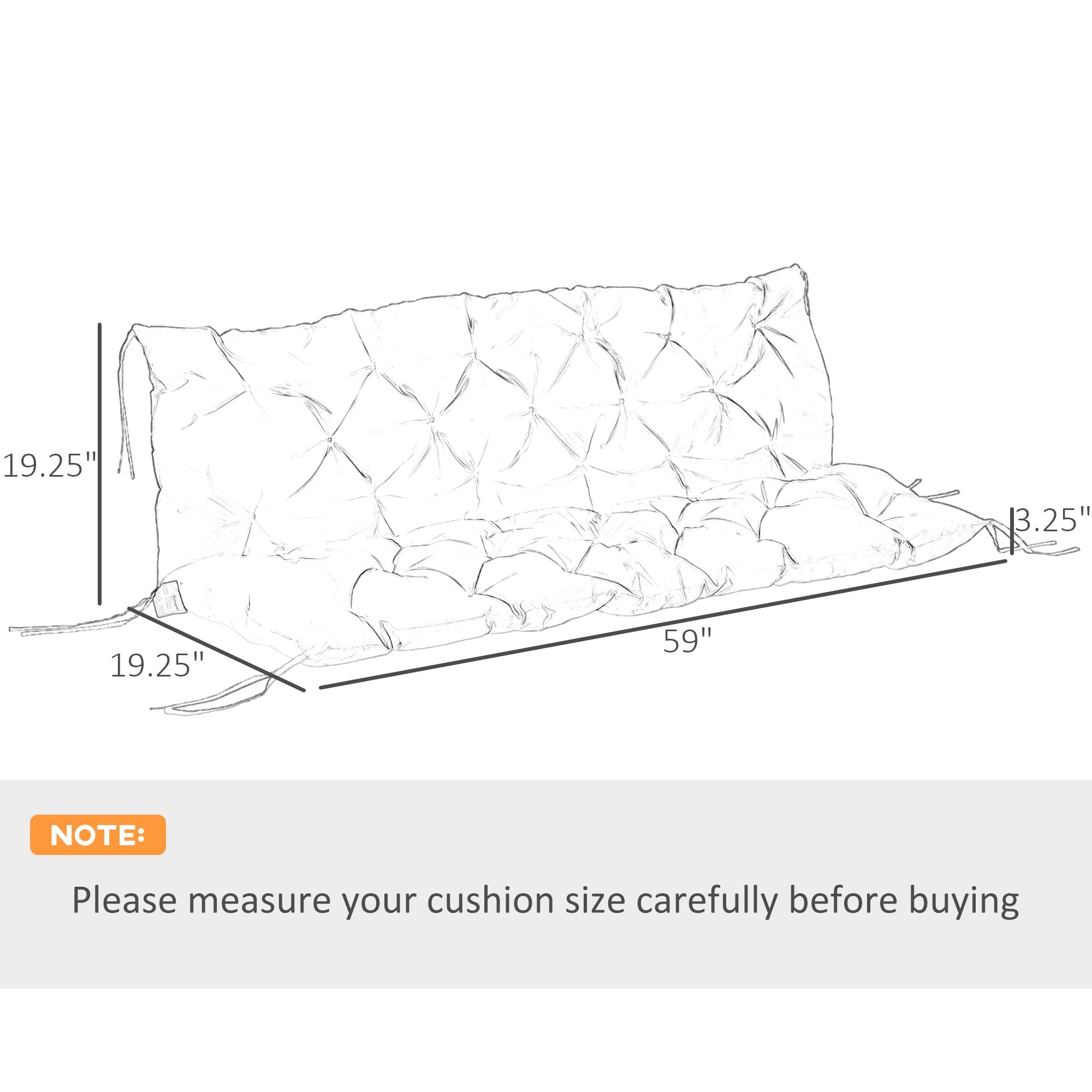 Outdoor Bench Cushion Tufted 3-Seater for Swing Chair Patio Sofa Dark Gray - WildWood Apothecary and More