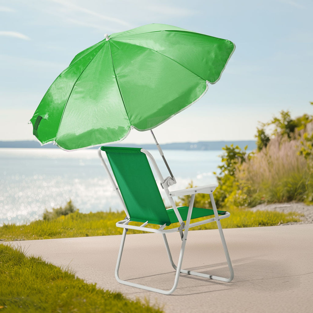 Folding Beach Chair with Umbrella for Adults, Lightweight Porable Camping Chair with 265lbs Capacity for Travel Picnic Concert & Outdoor Activities, Green - WildWood Apothecary and More