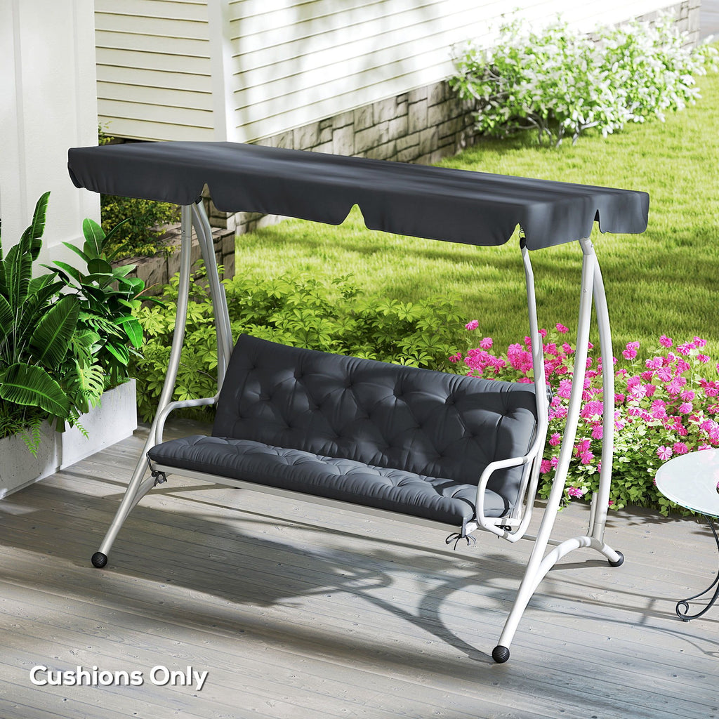 Outdoor Bench Cushion Tufted 3-Seater for Swing Chair Patio Sofa Dark Gray - WildWood Apothecary and More