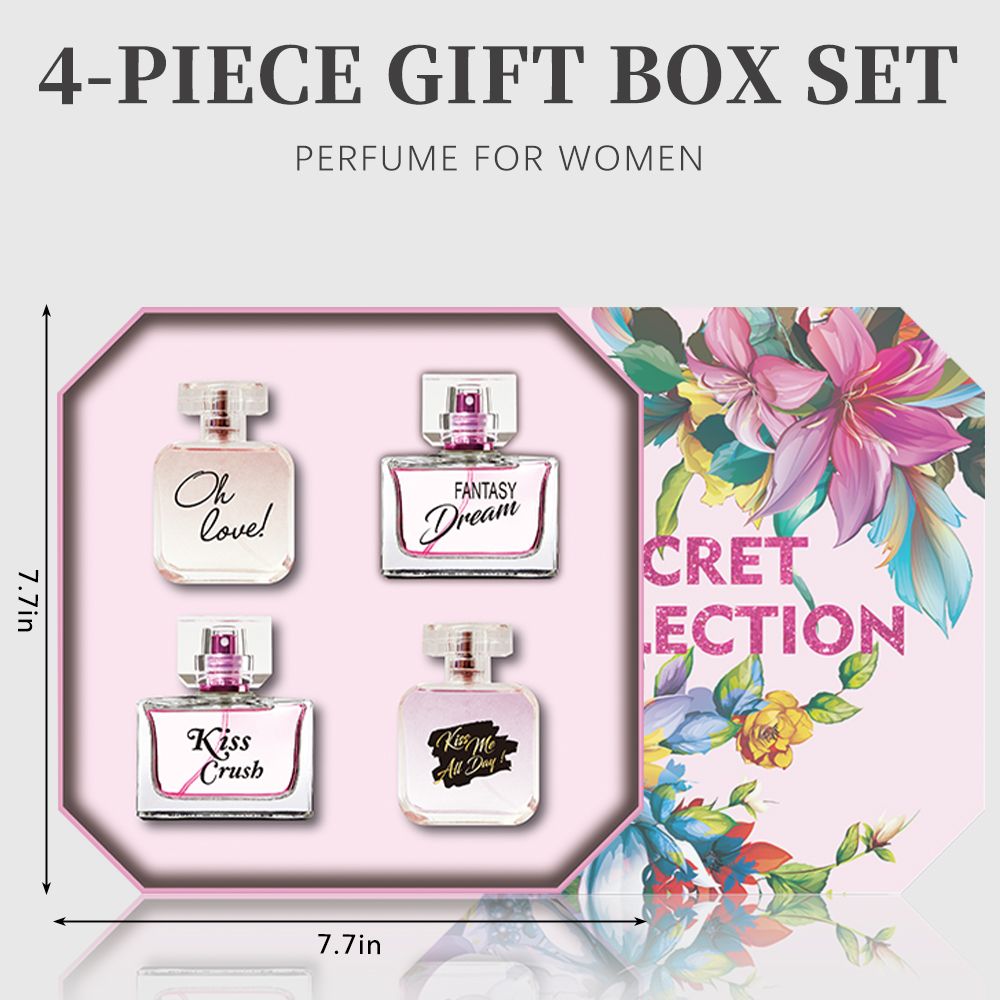 4-Piece Set, Women's Eau De Parfuma Spray Gift Box, Long Lasting Fragrance, 4 Different Flavor, Perfect For Holiday Gifts, Dating, Daily Life, Parties - WildWood Apothecary and More