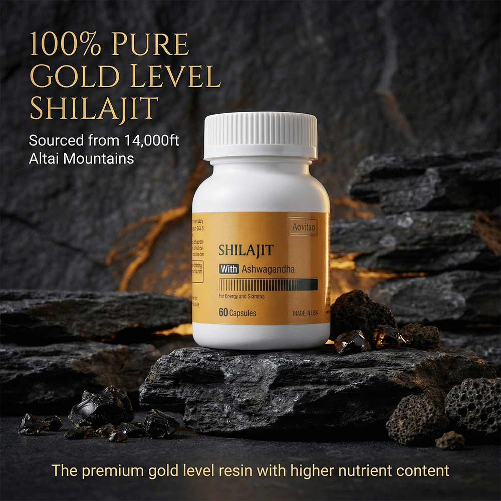 Shilajit Extract 550mg with Ashwagandha for Men and Women – Energy, Stamina & Vitality Support and More, 60 Capsules - WildWood Apothecary and More
