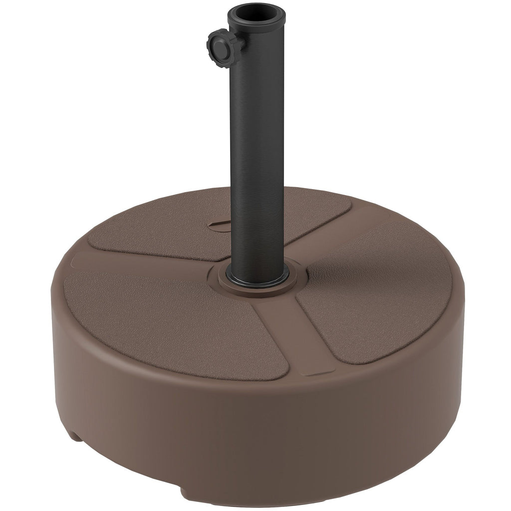 Round Patio Umbrella Base Holder, Heavy Duty Outdoor Umbrella Stand Base, Filled Up to 44lbs with Stand or 40lbs with Water for Garden, Poolside, Brown - WildWood Apothecary and More