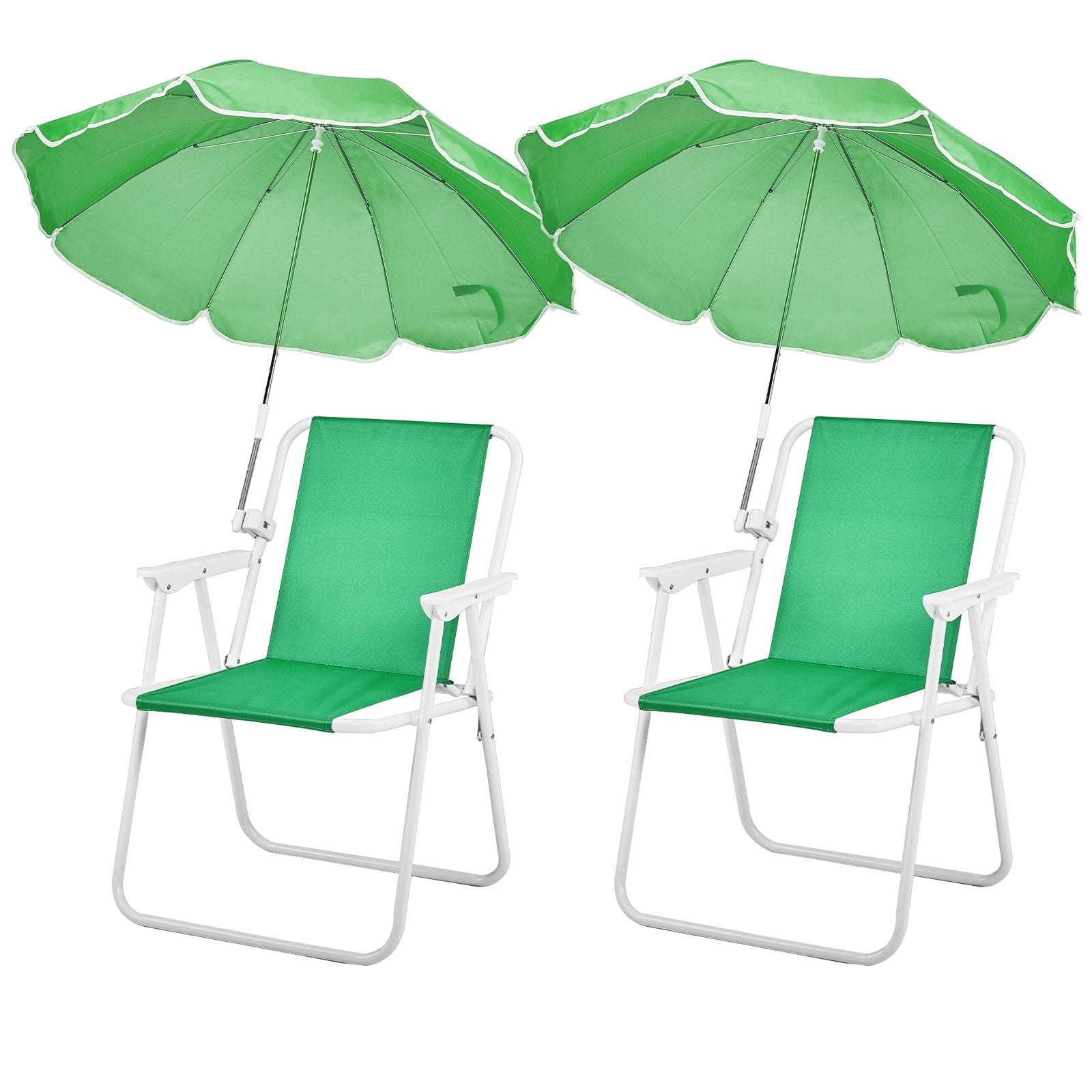 Folding Beach Chair with Umbrella for Adults, Lightweight Porable Camping Chair with 265lbs Capacity for Travel Picnic Concert & Outdoor Activities, Green - WildWood Apothecary and More