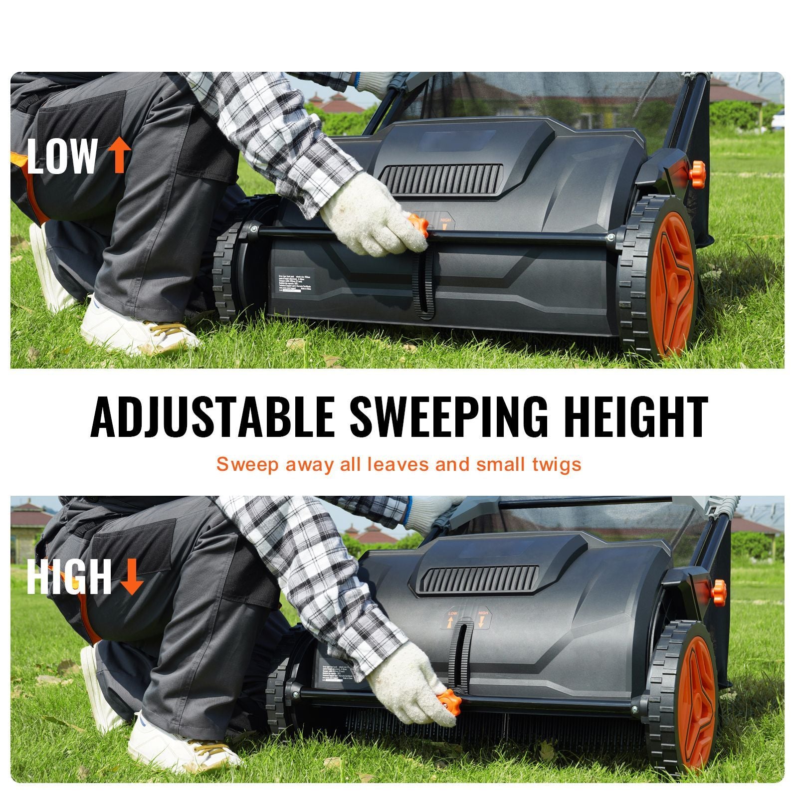 Push Lawn Sweeper, 21inch Leaf & Grass Collector, Strong Plastic Wheels & Heavy Duty Thickened Steel Durable to Use with Large Capacity 3.5 cu. ft. Mesh Collection Hopper Bag, 2 Spinning Brushes - WildWood Apothecary and More
