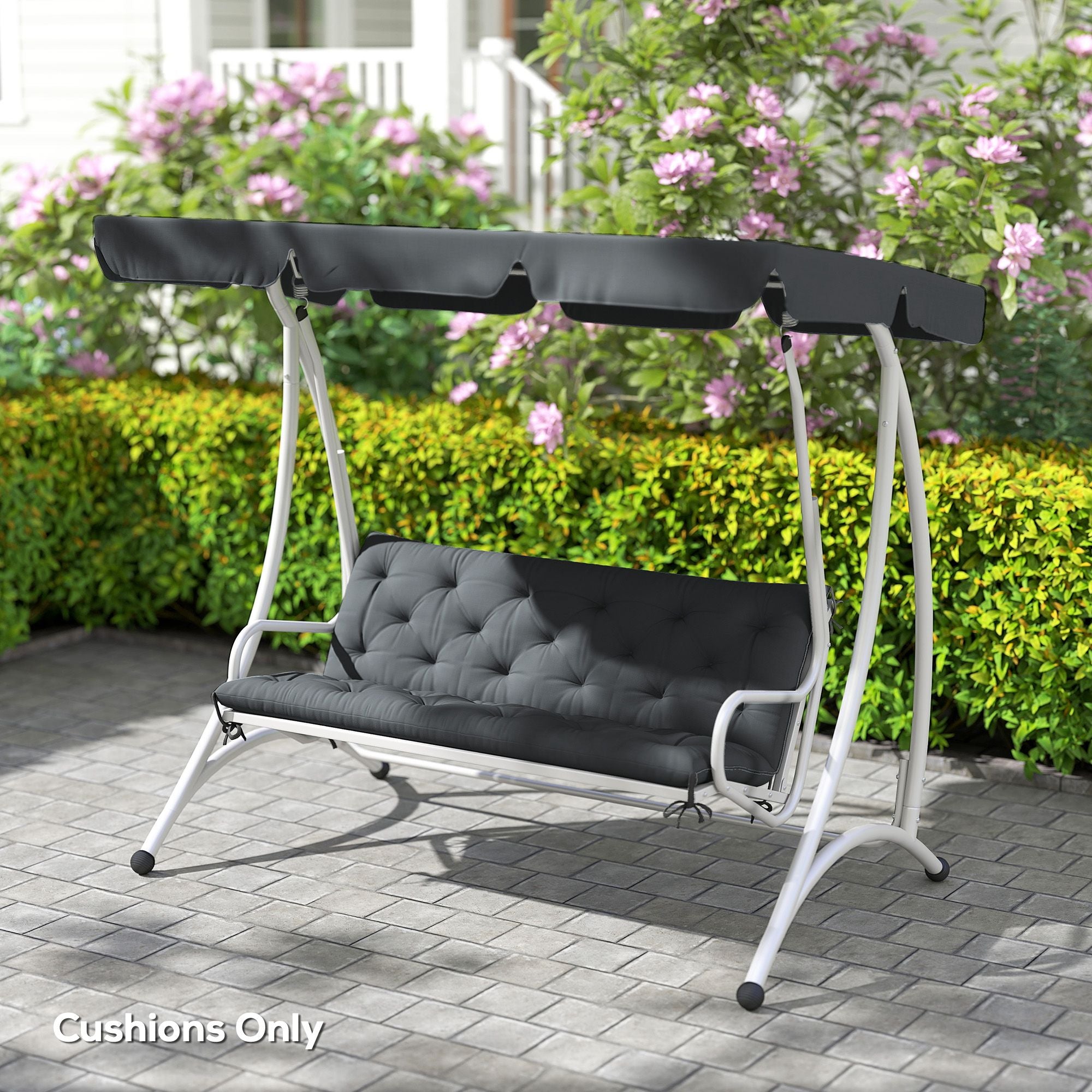 Outdoor Bench Cushion Tufted 3-Seater for Swing Chair Patio Sofa Dark Gray - WildWood Apothecary and More