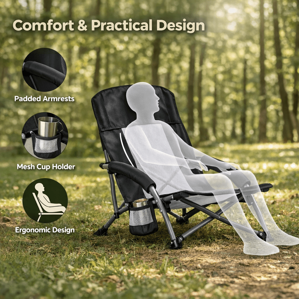 Portable Folding Patio Chaise Lounge With Storage Pocket And Carry Bag | 250 Lbs Weight Capacity, Mesh Breathable Backrest, Alloy Steel Frame, Oxford Cloth Cover, Polyester Fill - WildWood Apothecary and More