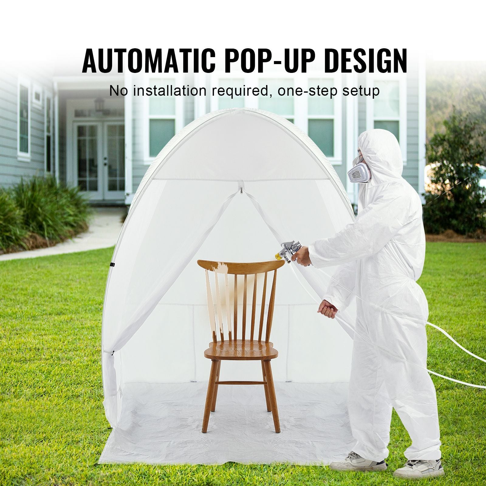 Spray Paint Shelter, 60 x 60 x 70 in Pop-Up Portable Spray Paint Tent with Built-In Floor, Exhaust Window and Storage Bag, Foldable Paint Booth for Furniture, DIY Hobby Tool Painting Station - WildWood Apothecary and More