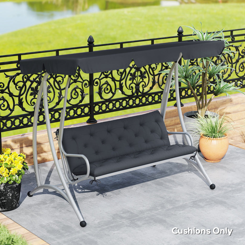 Outdoor Bench Cushion Tufted 3-Seater for Swing Chair Patio Sofa Dark Gray - WildWood Apothecary and More