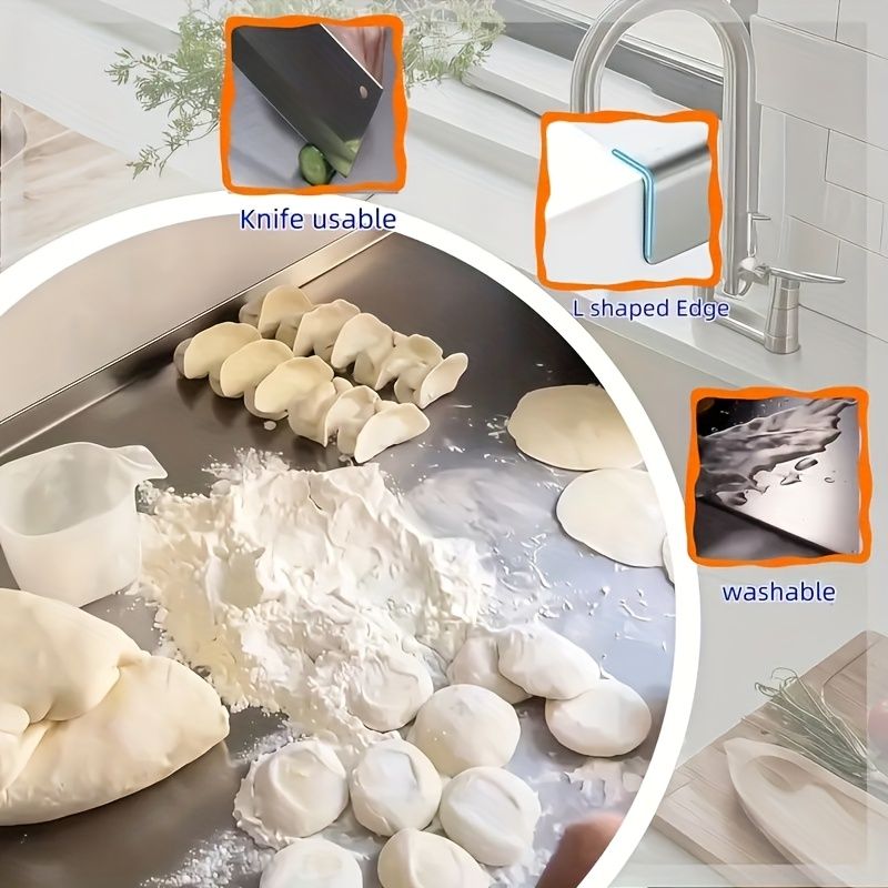 XXL 304 Stainless Steel Cutting Board  Anti-Slip & Mildew-Proof! No More Moldy Wooden Boards | Heavy-Duty & Food-Safe, Easy to Clean – Chop Meat, Knead Dough, Bake Prep All-in-One | Must-Have for Hom - WildWood Apothecary and More