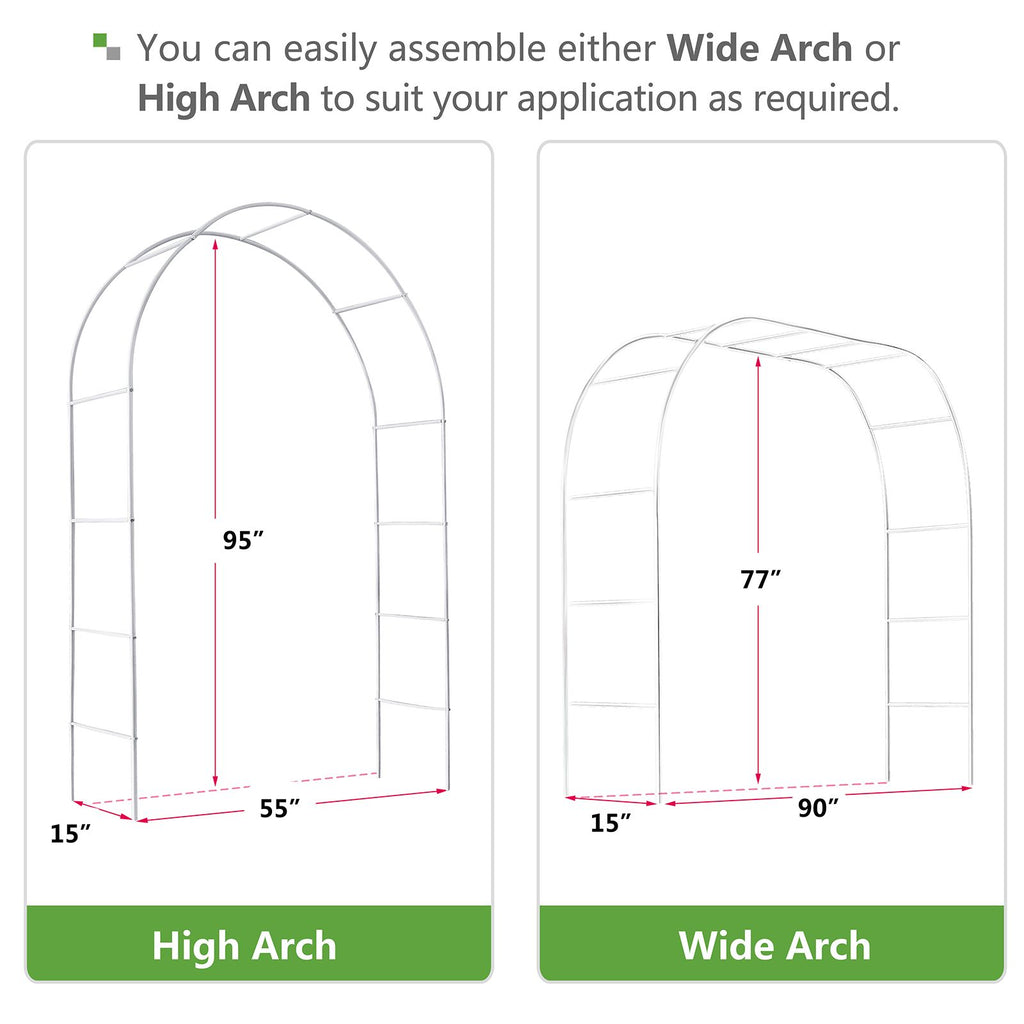 Metal Garden Arch Trellis,Adjustable Arbor Trellis,White - WildWood Apothecary and More