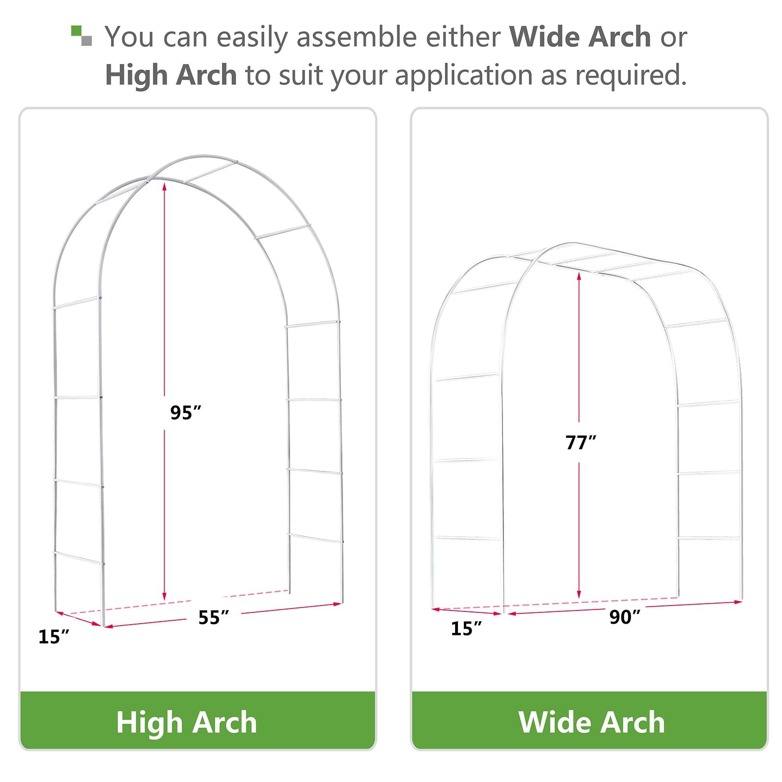 Metal Garden Arch Trellis,Adjustable Arbor Trellis,White - WildWood Apothecary and More