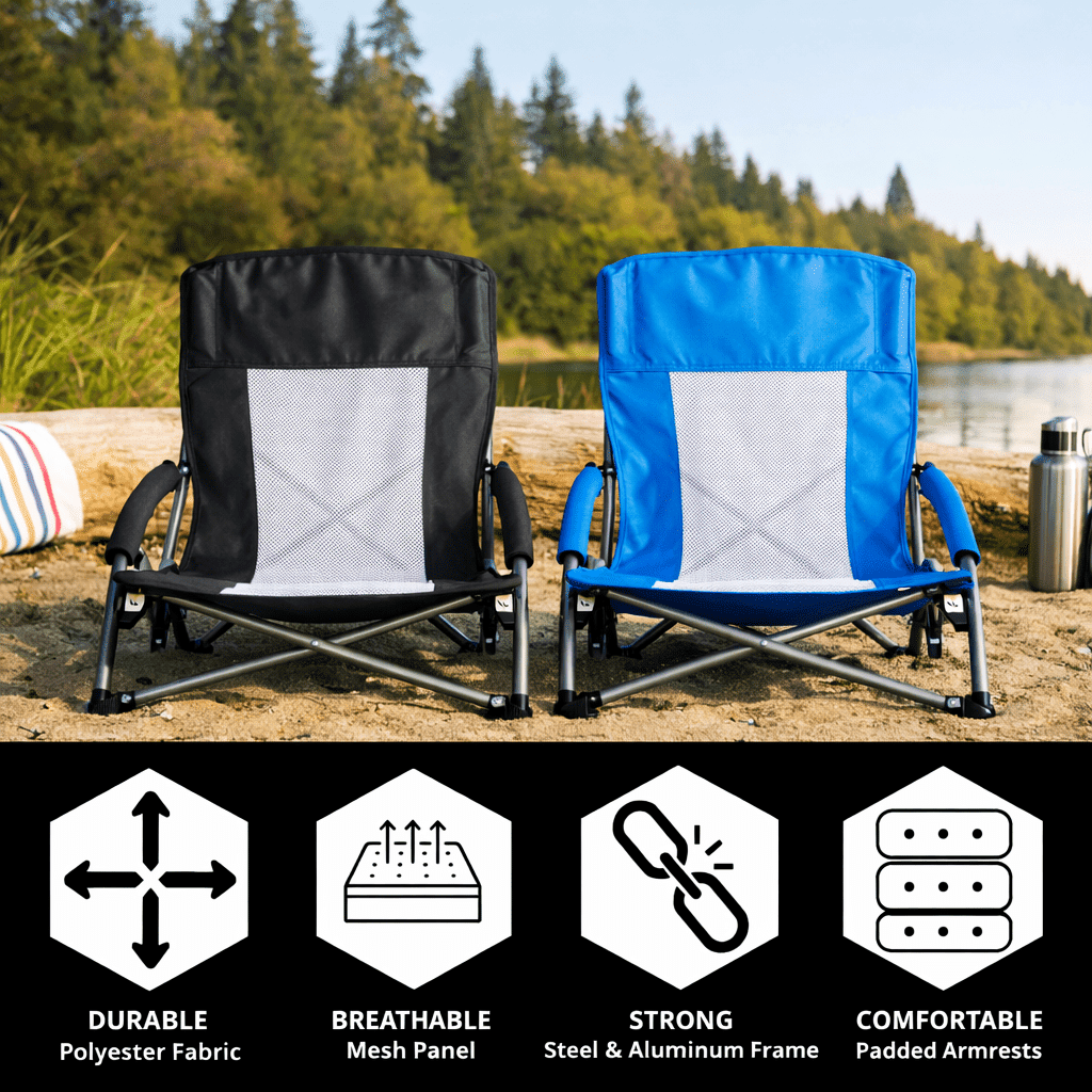 Portable Folding Patio Chaise Lounge With Storage Pocket And Carry Bag | 250 Lbs Weight Capacity, Mesh Breathable Backrest, Alloy Steel Frame, Oxford Cloth Cover, Polyester Fill - WildWood Apothecary and More