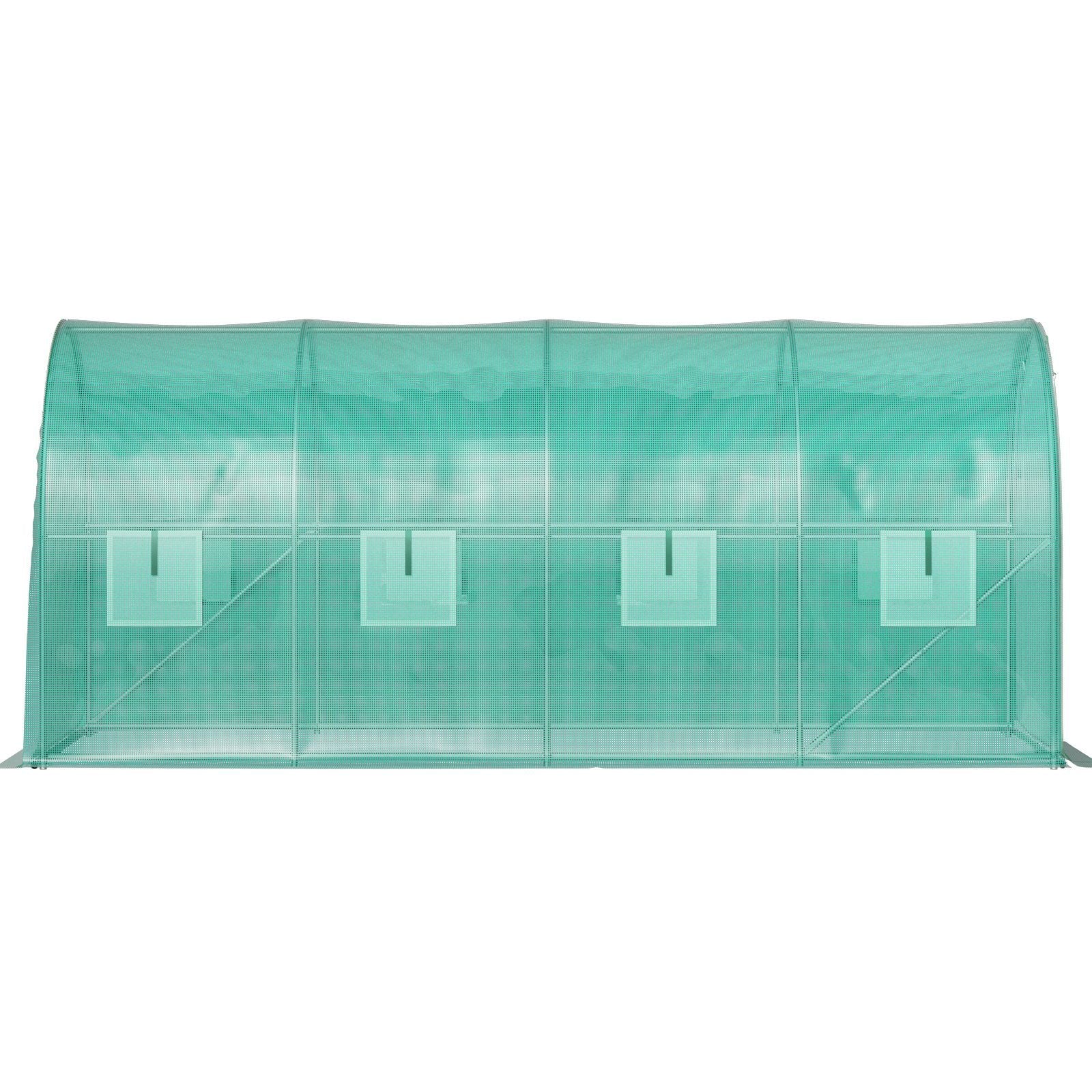 Walk-in Tunnel Greenhouse, 15 x 7 x 7 ft Portable Plant Hot House with Galvanized Steel Hoops, 1 Top Beam, Diagonal Poles, Zippered Door & 8 Roll-up Windows, Green - WildWood Apothecary and More