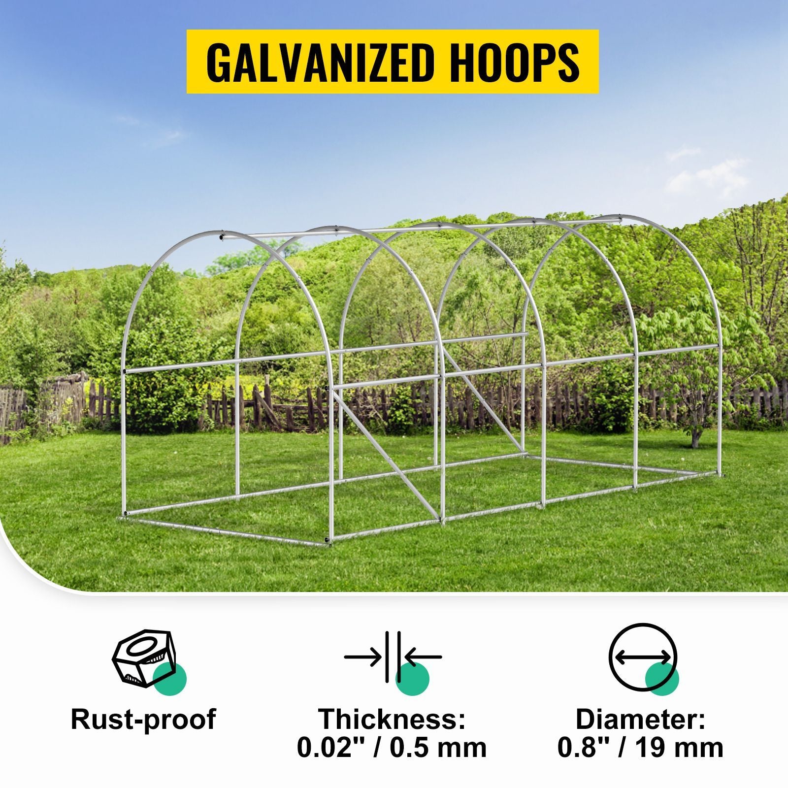 Walk-in Tunnel Greenhouse, 15 x 7 x 7 ft Portable Plant Hot House with Galvanized Steel Hoops, 1 Top Beam, Diagonal Poles, Zippered Door & 8 Roll-up Windows, Green - WildWood Apothecary and More