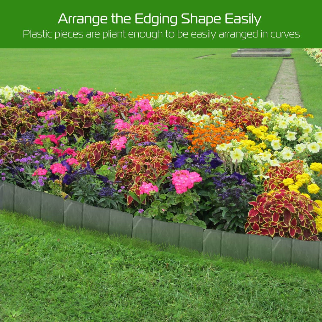 20 PCS Cobbled Stone Effect Plastic Garden Lawn Border Edging - WildWood Apothecary and More