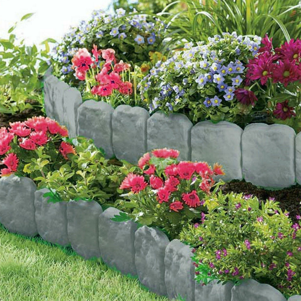20 PCS Cobbled Stone Effect Plastic Garden Lawn Border Edging - WildWood Apothecary and More