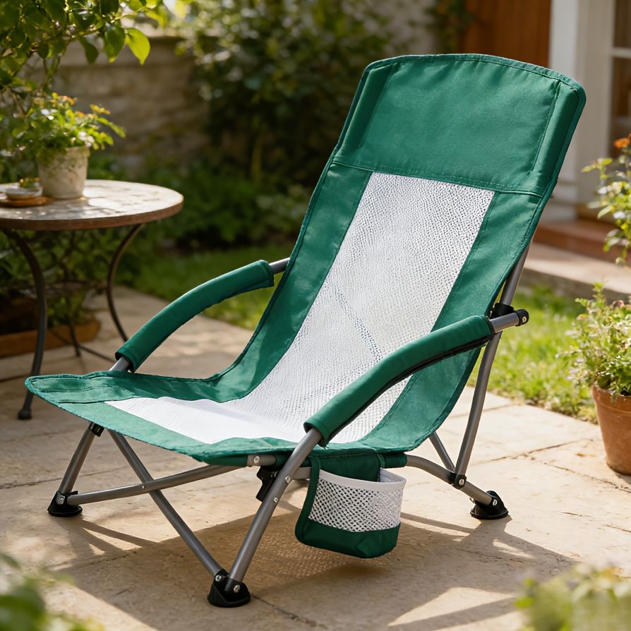 Portable Folding Patio Chaise Lounge With Storage Pocket And Carry Bag | 250 Lbs Weight Capacity, Mesh Breathable Backrest, Alloy Steel Frame, Oxford Cloth Cover, Polyester Fill - WildWood Apothecary and More