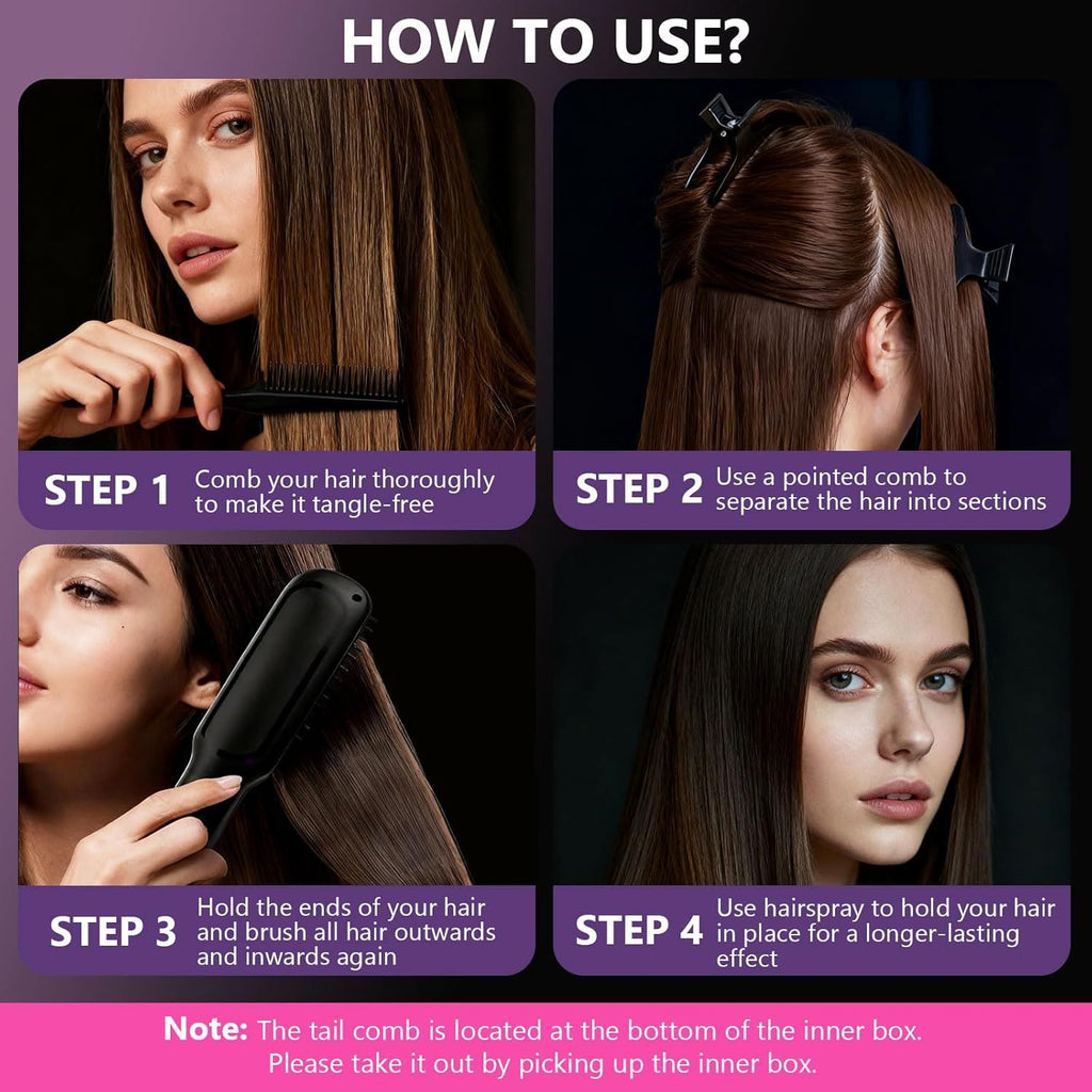 Hair Straightener, Cordless Hair Straightening Brush Portable Cordless Comb with Base Negative Ion Rechargeable Brush for Frizz-Free Shine Straightening, 6400mAh Fast Heating (Black) - WildWood Apothecary and More