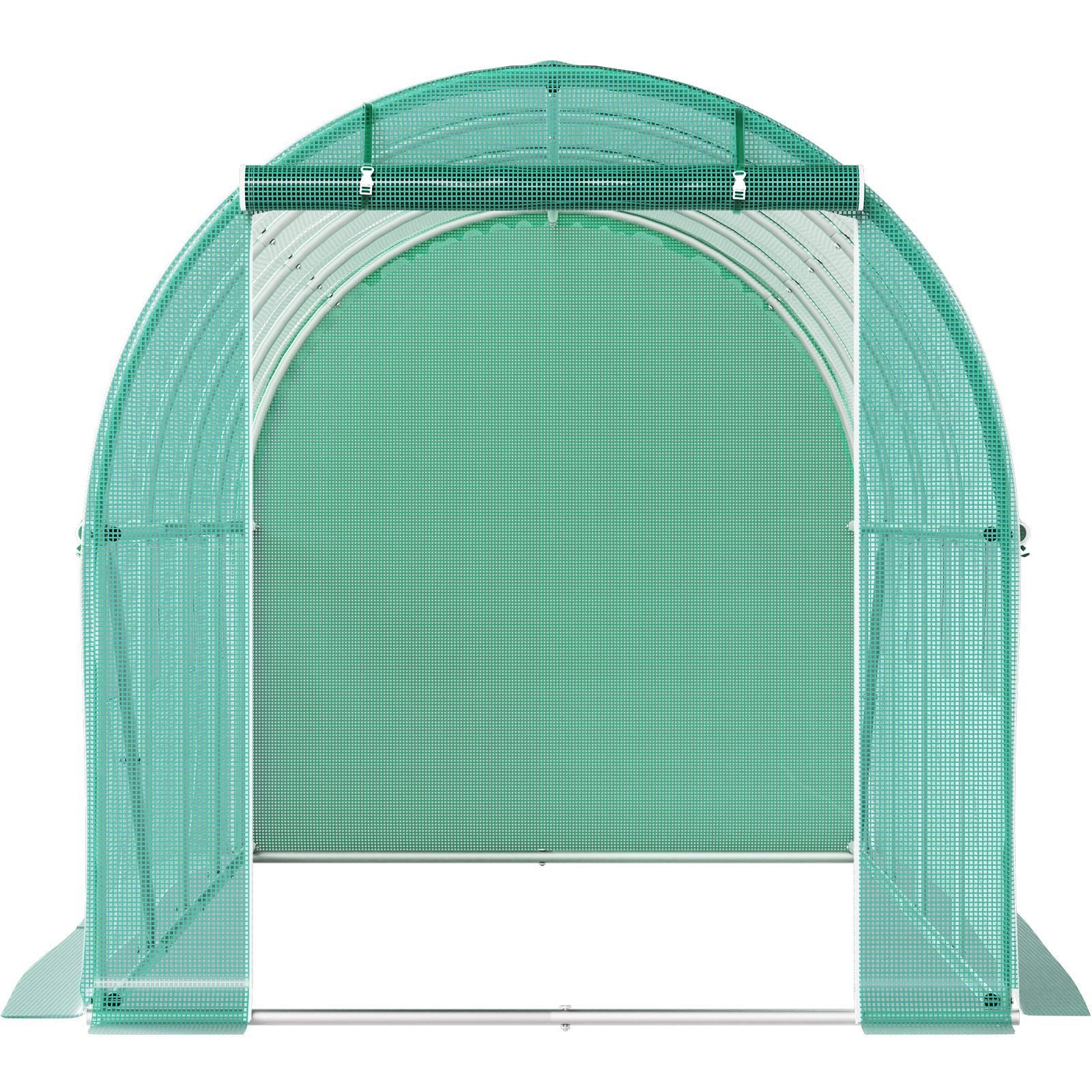 Walk-in Tunnel Greenhouse, 15 x 7 x 7 ft Portable Plant Hot House with Galvanized Steel Hoops, 1 Top Beam, Diagonal Poles, Zippered Door & 8 Roll-up Windows, Green - WildWood Apothecary and More