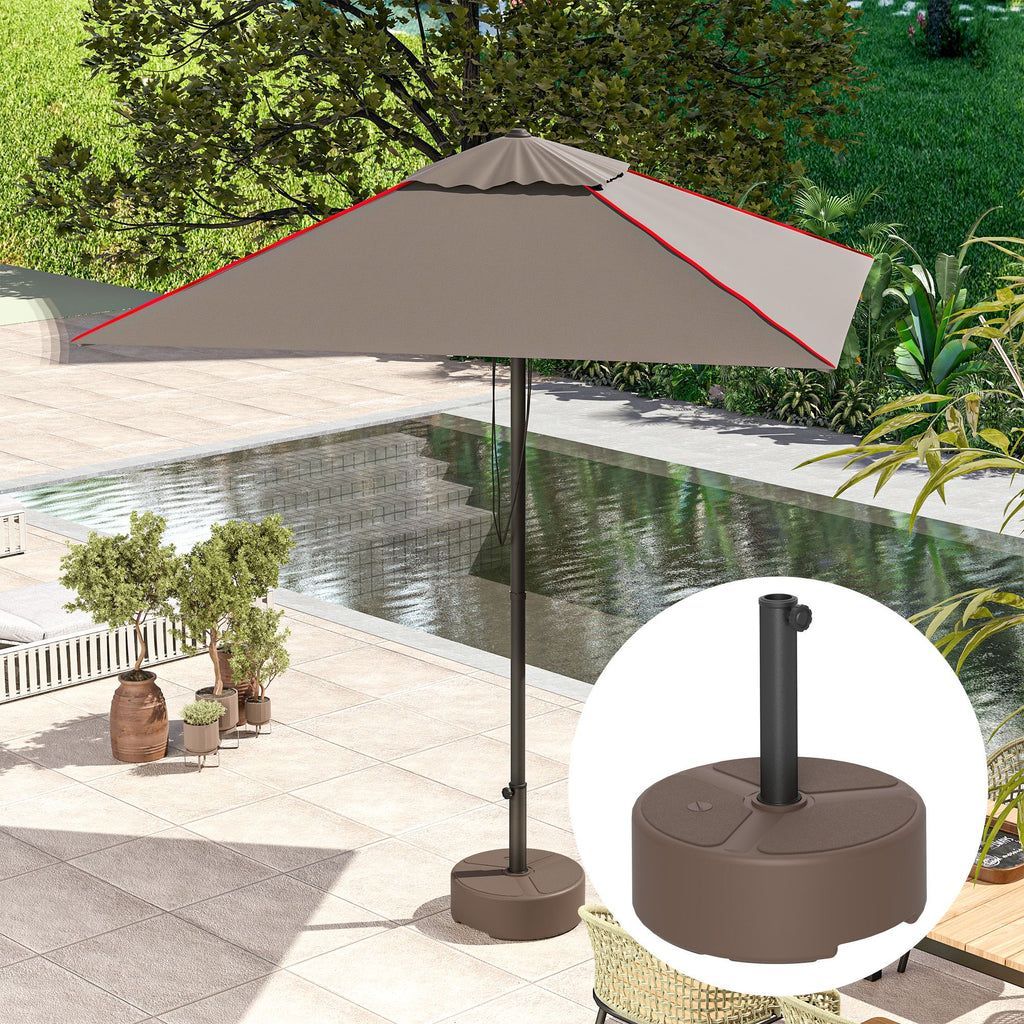 Round Patio Umbrella Base Holder, Heavy Duty Outdoor Umbrella Stand Base, Filled Up to 44lbs with Stand or 40lbs with Water for Garden, Poolside, Brown - WildWood Apothecary and More
