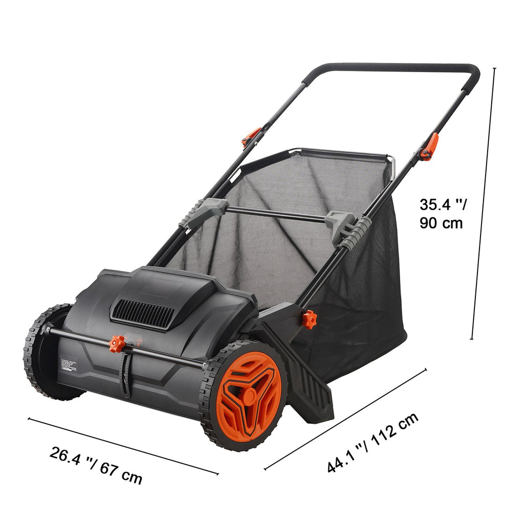 Push Lawn Sweeper, 21inch Leaf & Grass Collector, Strong Plastic Wheels & Heavy Duty Thickened Steel Durable to Use with Large Capacity 3.5 cu. ft. Mesh Collection Hopper Bag, 2 Spinning Brushes - WildWood Apothecary and More