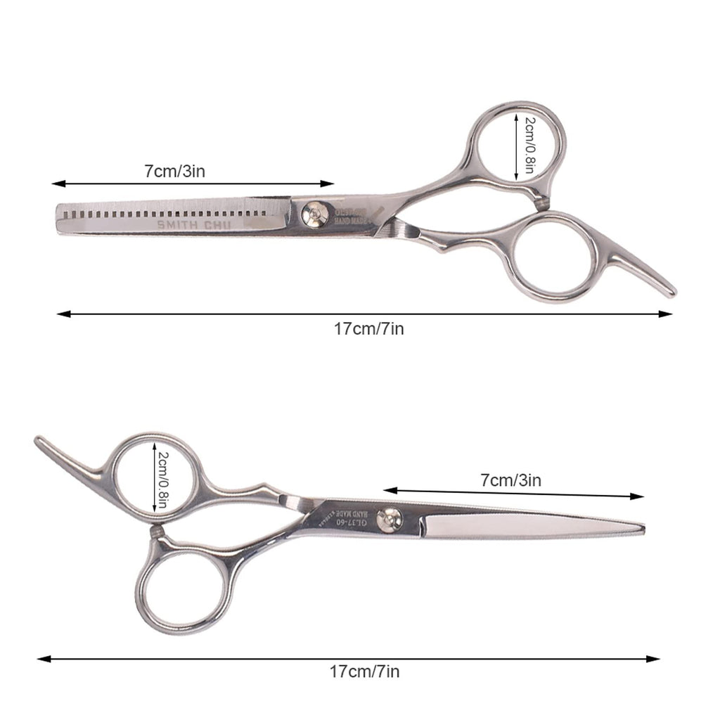 Hair Cutting Scissors Set, 6 Inch Hairdressing Thinning Shears for Hair Cutting for Women, Men, Kids - Silver - WildWood Apothecary and More