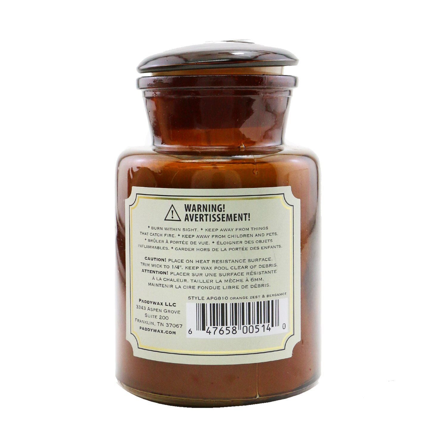 PADDYWAX - Apothecary Candle - Orange Zest & Bergamot  226g/8oz - WildWood Apothecary and More