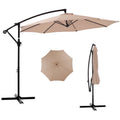 Outdoor Patio Umbrella, 10ft Offset Hanging Patio Umbrella with Aluminum Stand, 8 Ribs, UV Protection for Pool Garden Backyard Market, Khaki - WildWood Apothecary and More