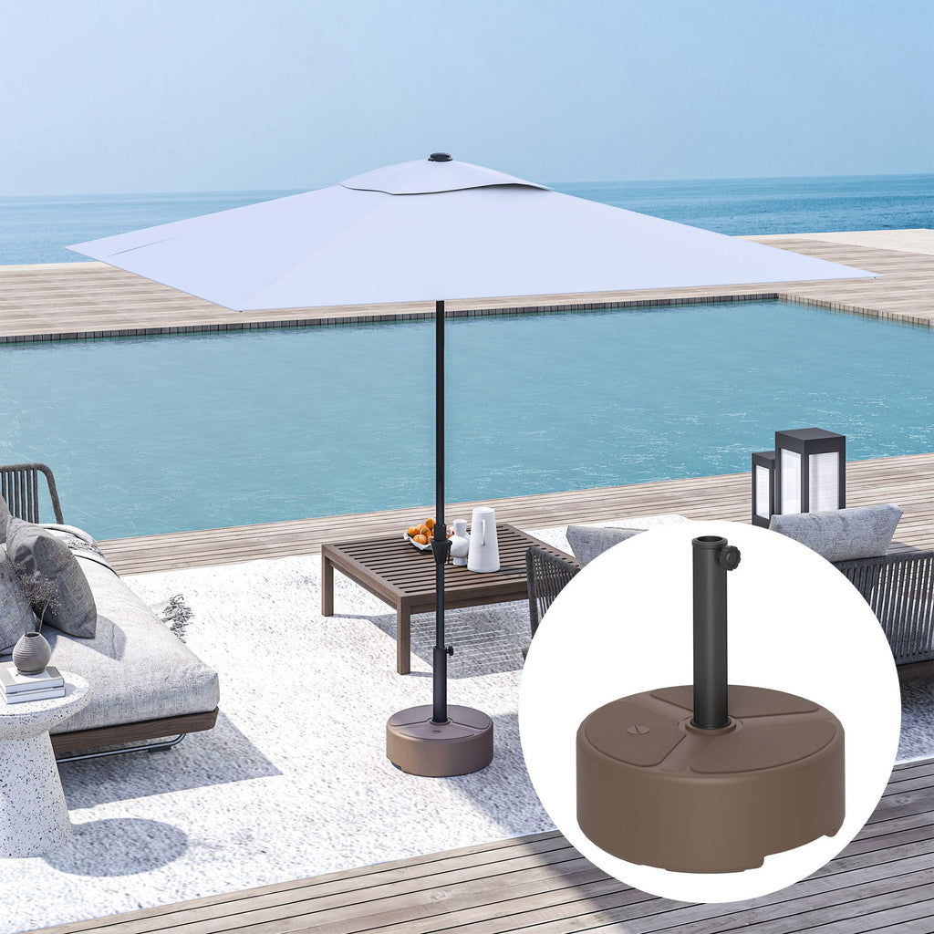 Round Patio Umbrella Base Holder, Heavy Duty Outdoor Umbrella Stand Base, Filled Up to 44lbs with Stand or 40lbs with Water for Garden, Poolside, Brown - WildWood Apothecary and More