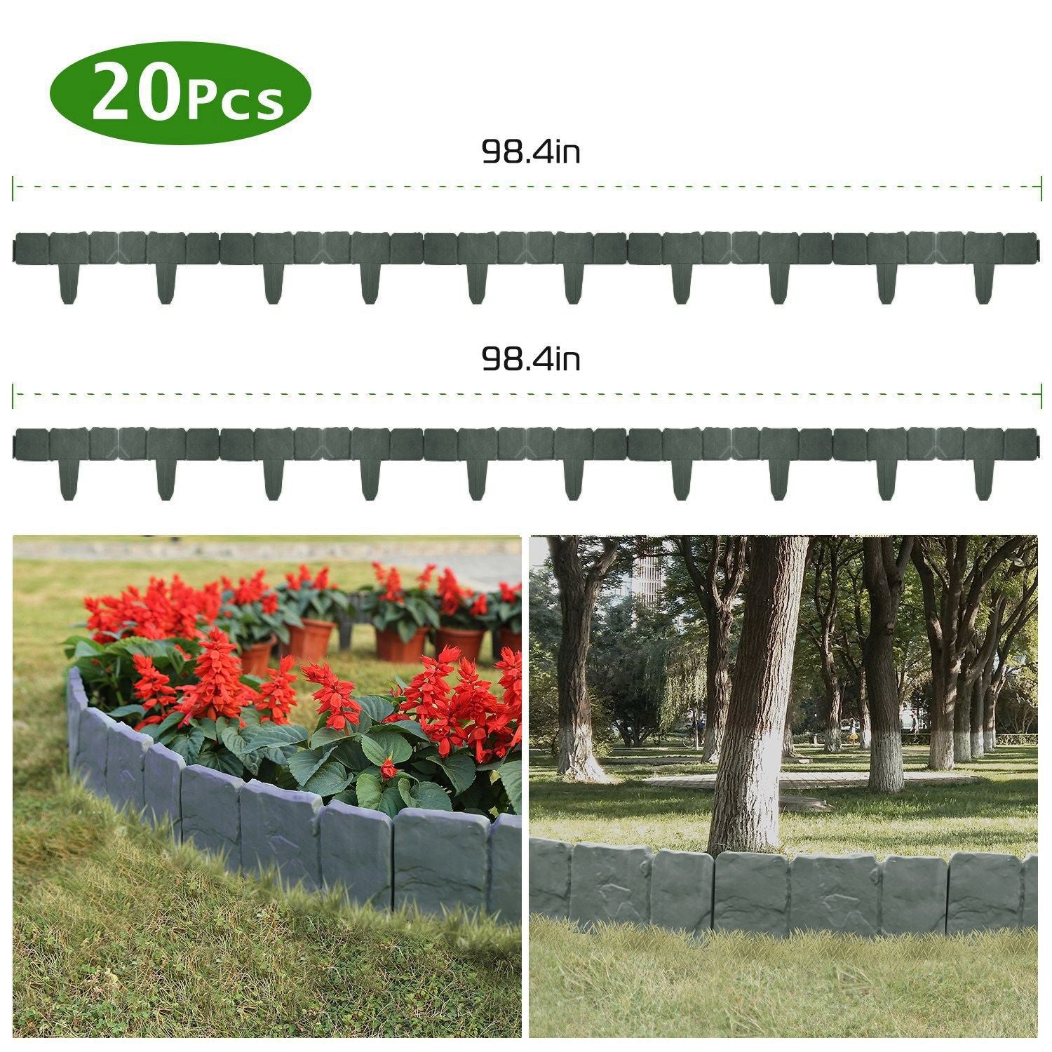 20 PCS Cobbled Stone Effect Plastic Garden Lawn Border Edging - WildWood Apothecary and More